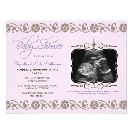 Precious Sonogram Baby Shower Invitation (purple)