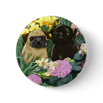Precious Spring Pugs Buttons by naturetees Precious Spring Pugs Buttons