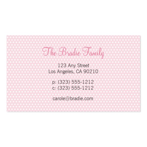 Precious Star Mommy Card Baby Pink Business Card (back side)