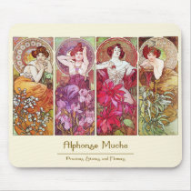 Precious Stones and Flowers, Alphonse Mucha Mousepad