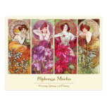 Precious Stones and Flowers, Alphonse Mucha postcards