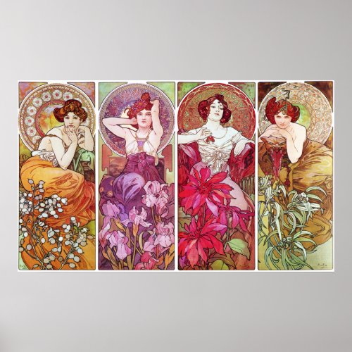 Precious Stones and Flowers, Alphonse Mucha posters