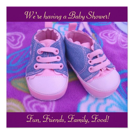 Precious Sweet Baby Shower Invitations Pink Shoes