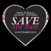 Preety Pink Tropical Save the Date Heart Sticker stickers