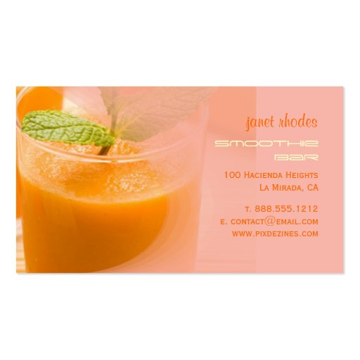 Prefectly fresh carrot juice business card template (back side)