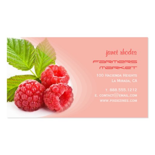 Prefectly fresh raspberry business cards (back side)