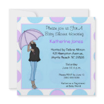 Pregnant African American Mom Shower Invitation