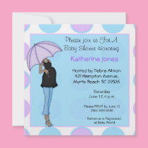 Pregnant African American Mom Shower Invitation invitations