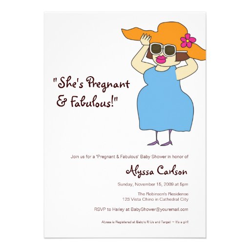 Pregnant  and Fabulous Baby Shower Personalized Invitations