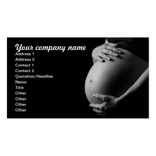 pregnant belly (b&w) business card template (front side)