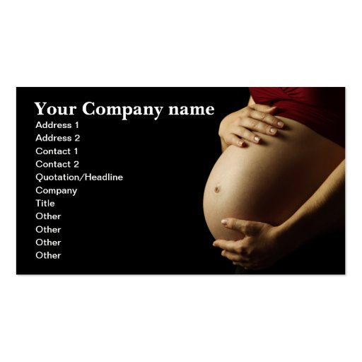 pregnant belly (colour) business card templates (front side)