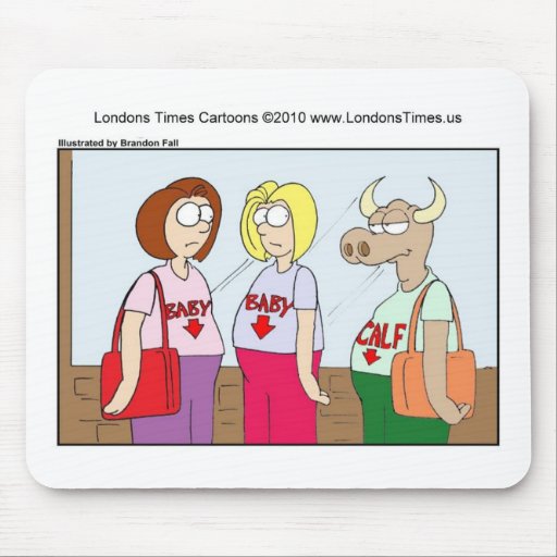 Pregnant Cow Funny Cards Mugs Tees & Gifts Mouse Pad