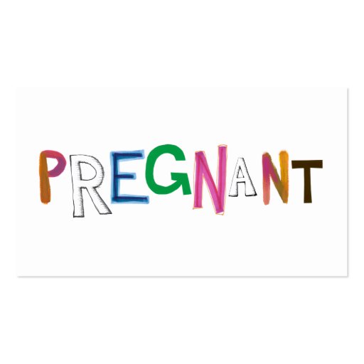 Pregnant fun colorful word art expecting mother business cards (front side)