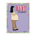 Pregnant Lady 1 Baby Shower Postcard Invitation