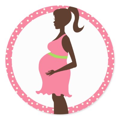 Pregnant Lady holding Belly Envelope Seals Round Sticker