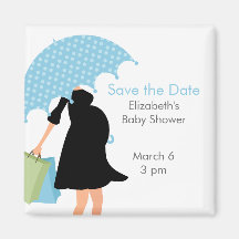Pregnant Mom Baby Shower {blue} Magnet