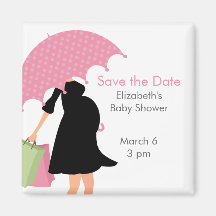 Pregnant Mom Baby Shower {pink} Refrigerator Magnets