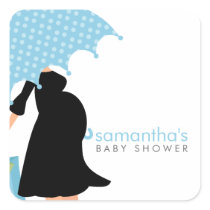 Pregnant Mom Baby Shower Square Stickers