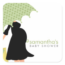 Pregnant Mom Baby Shower Square Stickers