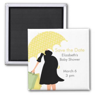 Pregnant Mom Baby Shower {yellow} Refrigerator Magnet
