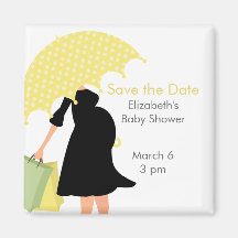Pregnant Mom Baby Shower {yellow} Refrigerator Magnet