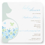 Pregnant Mom Butterflies Daisies Baby Boy Shower Personalized Invitations