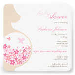 Pregnant Mom Butterflies Daisies Baby Girl Shower Custom Invitations