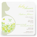 Pregnant Mom Butterflies Flower Daisy Baby Shower Personalized Announcement
