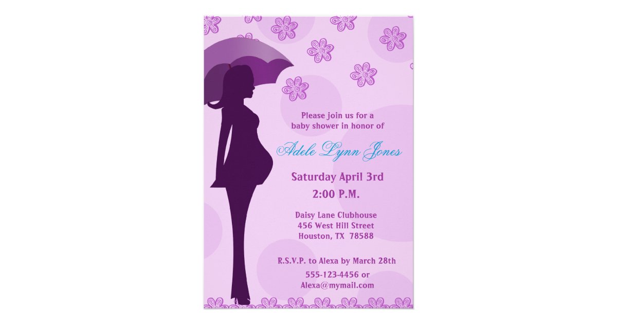 Pregnant Silhouette Pink Baby Shower Invitation