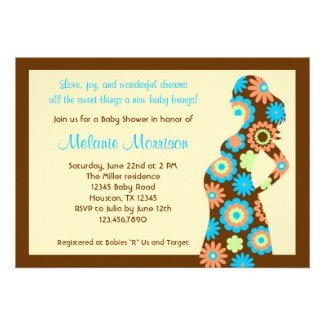 Pregnat Silhouette Boy Baby Shower Invitation