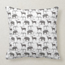 Prehistoric Animals - Woolly Mammoth and Megaceros Throw Pillows