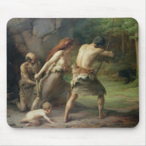 Prehistoric Man Hunting Bears, 1832 Mousepad