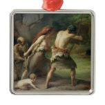Prehistoric Man Hunting Bears, 1832 Christmas Ornaments
