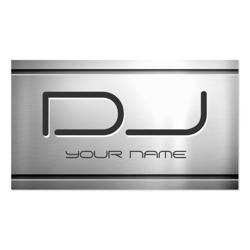 Premium Brushed Stainless Steel Metal - Music DJ Business Card Templates (front side)