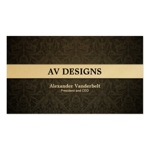 Premium Damask Black and Gold Business Card (front side)