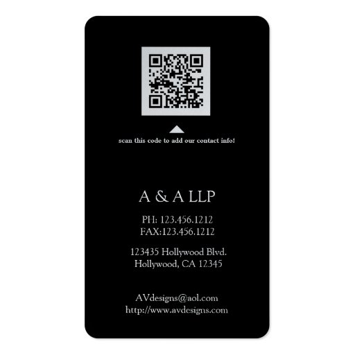 Premium Elegant Black and Silver Business Card (back side)