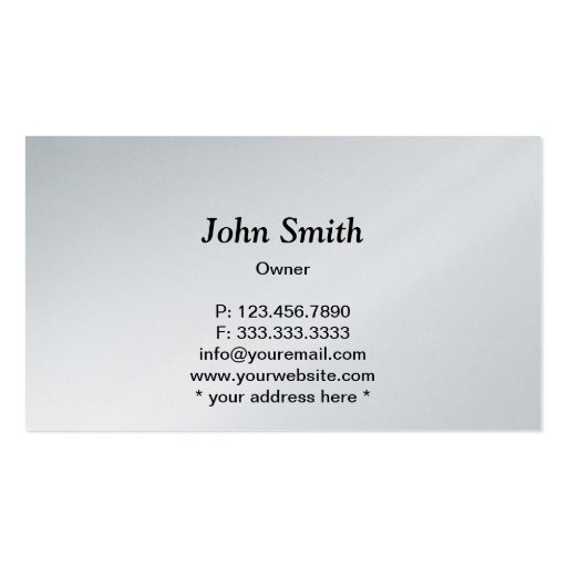 Premium Stainless Steel Construction Business Card (back side)