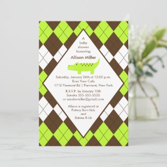 Preppy Alligator Baby Shower Invitation Lime Blue Zazzle