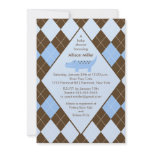 Preppy Argyle Alligator Boy Baby Shower Invitation