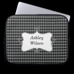 preppy argyle black and white personalized laptop sleeves