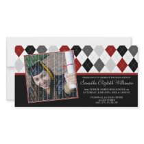 Preppy Argyle Custom Graduation Announcement :: 08 Photo Card Template