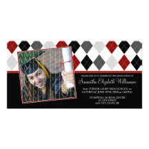 Preppy Argyle Custom Graduation Announcement :: 08 Photo Card Template