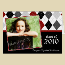 Preppy Argyle Custom Graduation Announcement black cards