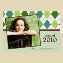 Preppy Argyle Custom Graduation Announcement: mint cards