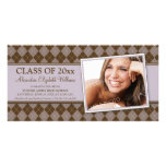 Preppy Argyle Graduation Announcement (lilac) Photo Card