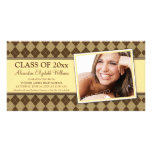 Preppy Argyle Graduation Announcement (yellow) Custom Photo Card