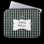 preppy argyle  green ,black and white personalized laptop sleeves