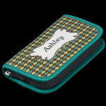 preppy argyle mocha green and yellow personalized planners