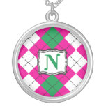 Preppy Argyle Monogram Necklace