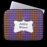 preppy argyle orange and purple personalized laptop sleeves